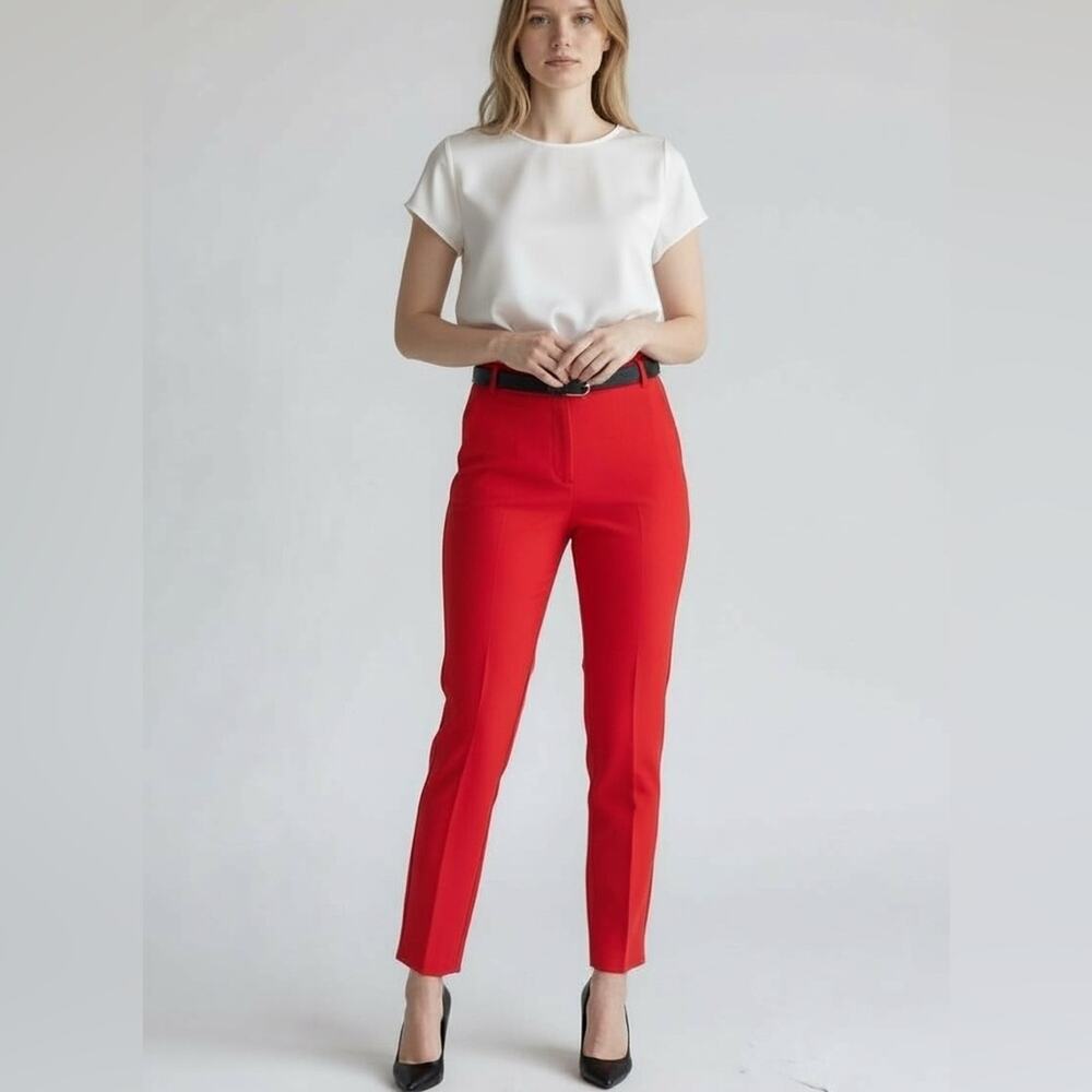 L’AGENCE Tailored High Rise Tapered Work Trouser Red Size 4 Classic Careerwear